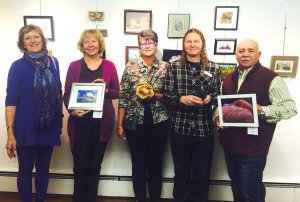 Angela Herbert-Hodges, Brigitte Bowden, Dee Brua accepting for her husband Stan, Jason Giusti and Adolph Bucci.